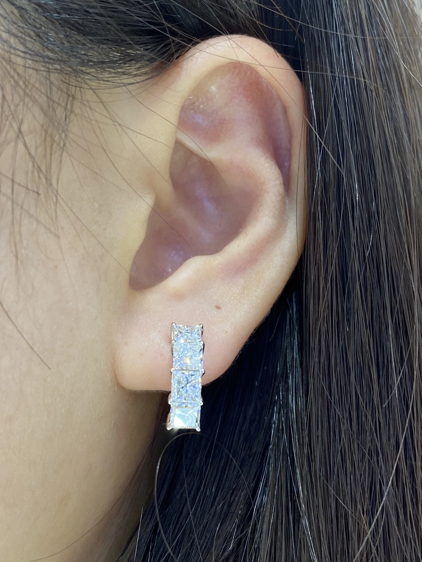 أقراط ألماس معملية عيار 18 قيراط، 4.158 قيراط، أقراط أميرة مخصصة، CVD، مع شهادة IGI 1