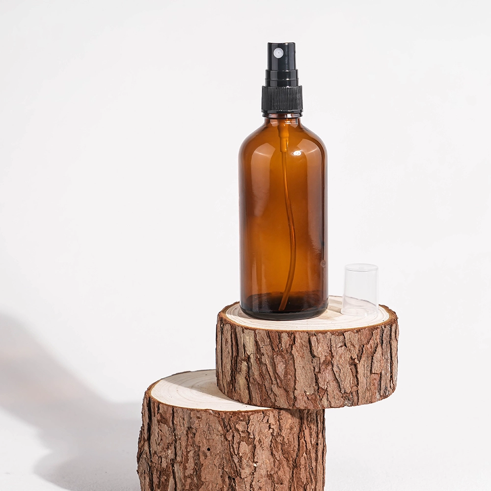 琥珀色玻璃噴霧瓶，100毫升，可填充，附細霧噴頭，適用於精油、芳香療法和DIY護膚品 BEST-604734 1