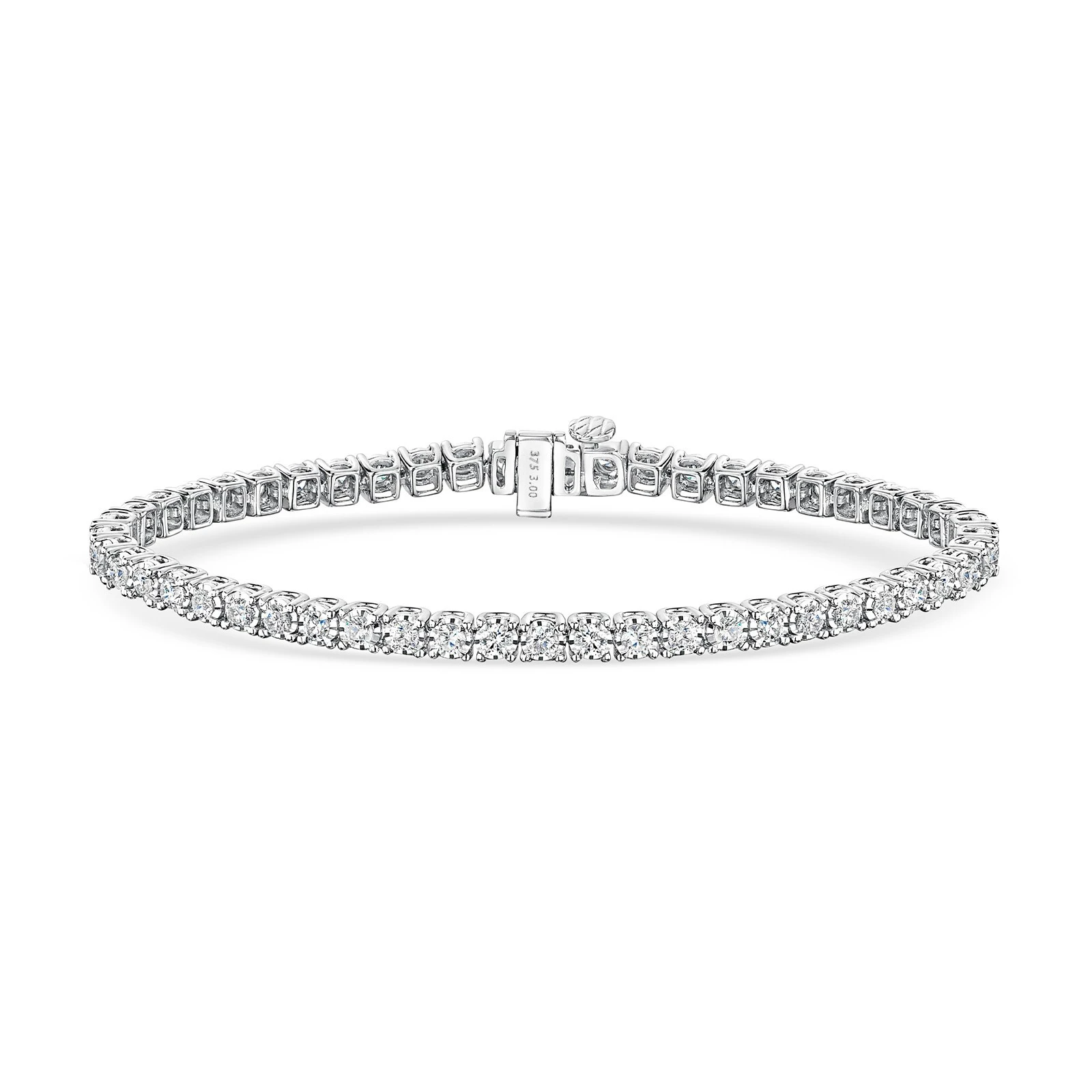 سوار تنس من الذهب الأبيض عيار 18 قيراطًا، مرصع بالألماس المستدير المقطوع بشكل لامع، مزروع في المختبر 1