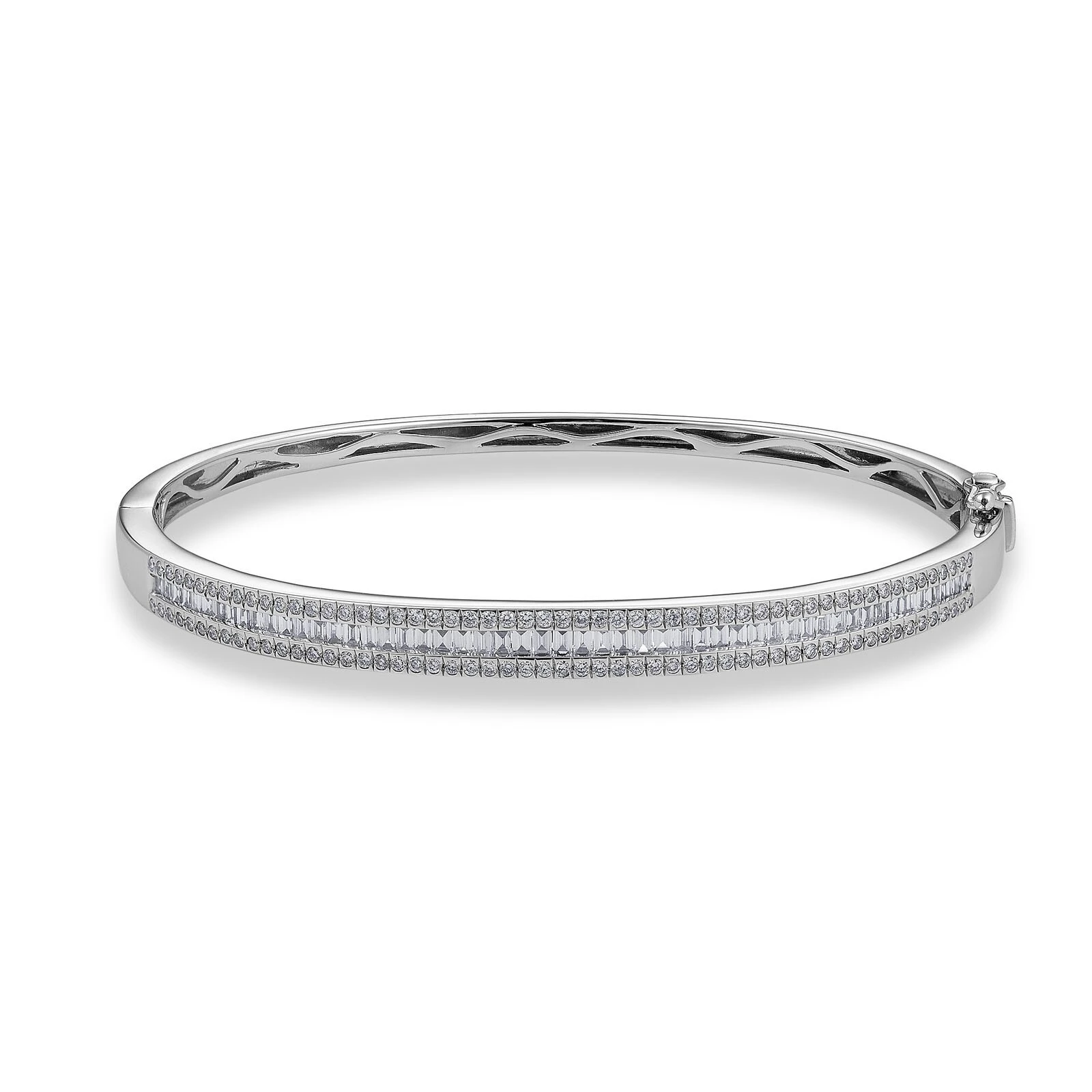 18ct White Gold Lab Grown Brilliant Cut High Clarity Diamond Bangle 1