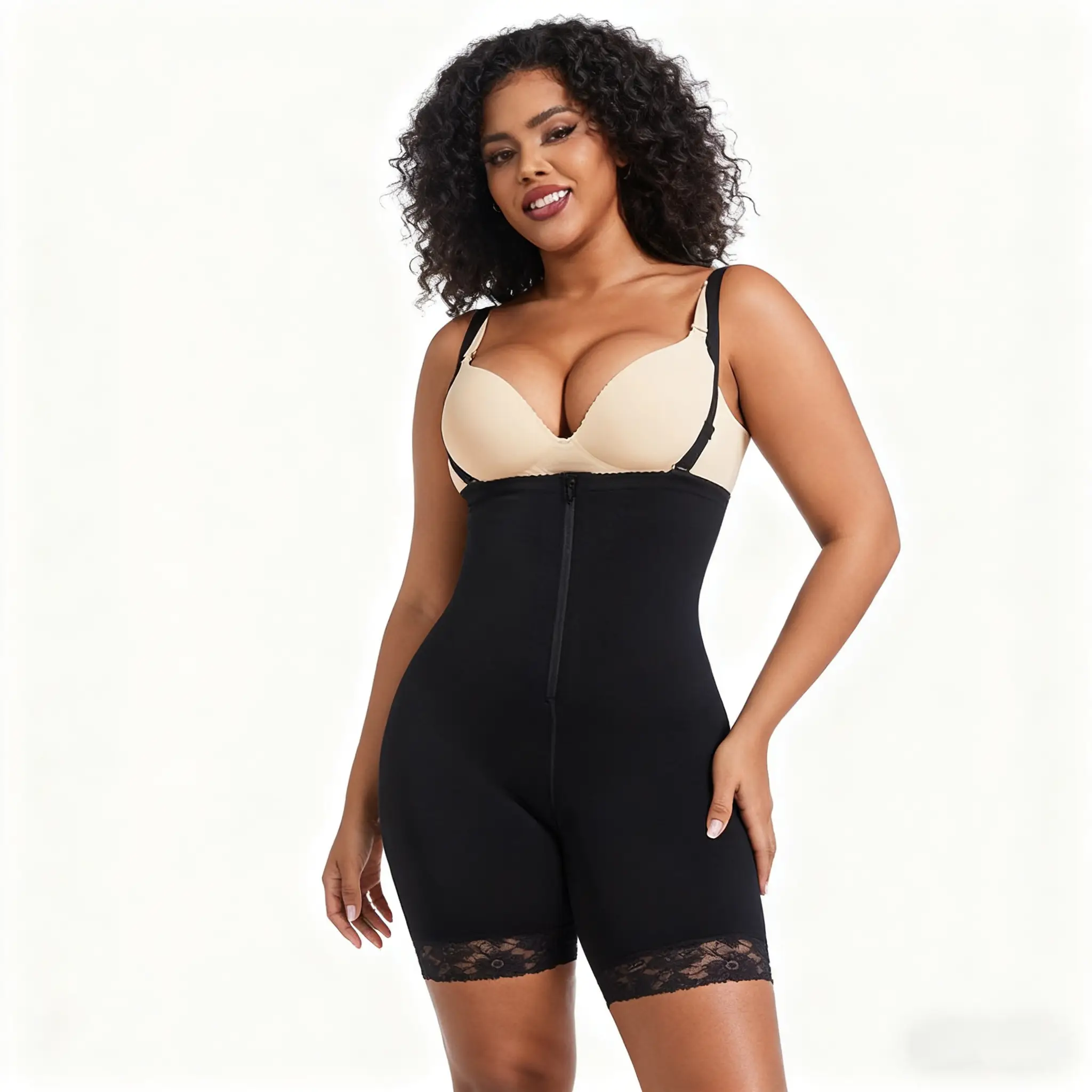 Full Body Shaper Bodysuit with Zipper Tummy Control Waist Trainer Adjustable 1