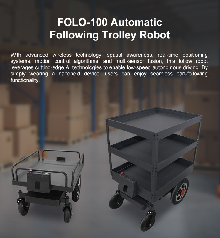 Heavy Duty 100KG Four-wheel Cargo Trolley Automatic Human Following ...