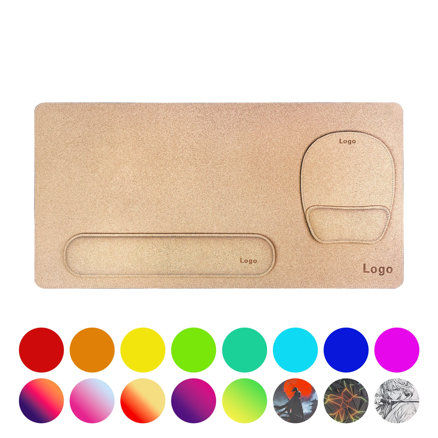 3-in-1 Cork Desk Pad Set with Ergonomic Wrist Supports Complete Workspace Solution for Home & Office 1