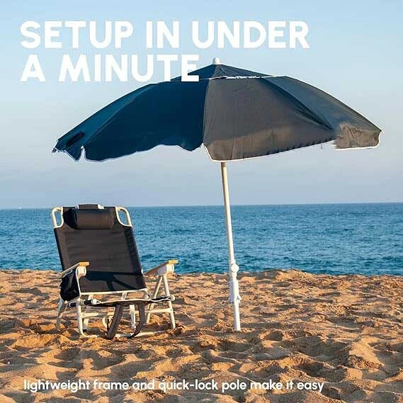 Deep Blue steel pipe Three-Sections Adjustable Beach Umbrella 1