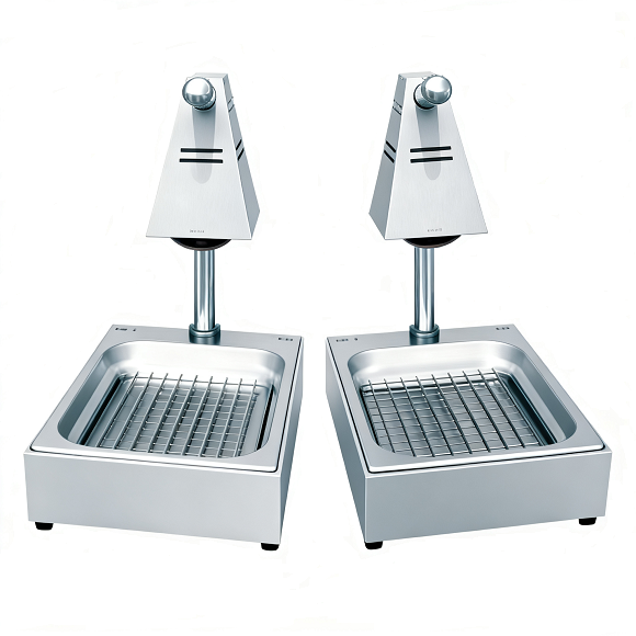 Aquecedor de batatas fritas e estação de descarte Kaesid em aço inoxidável com lâmpada de aquecimento 2