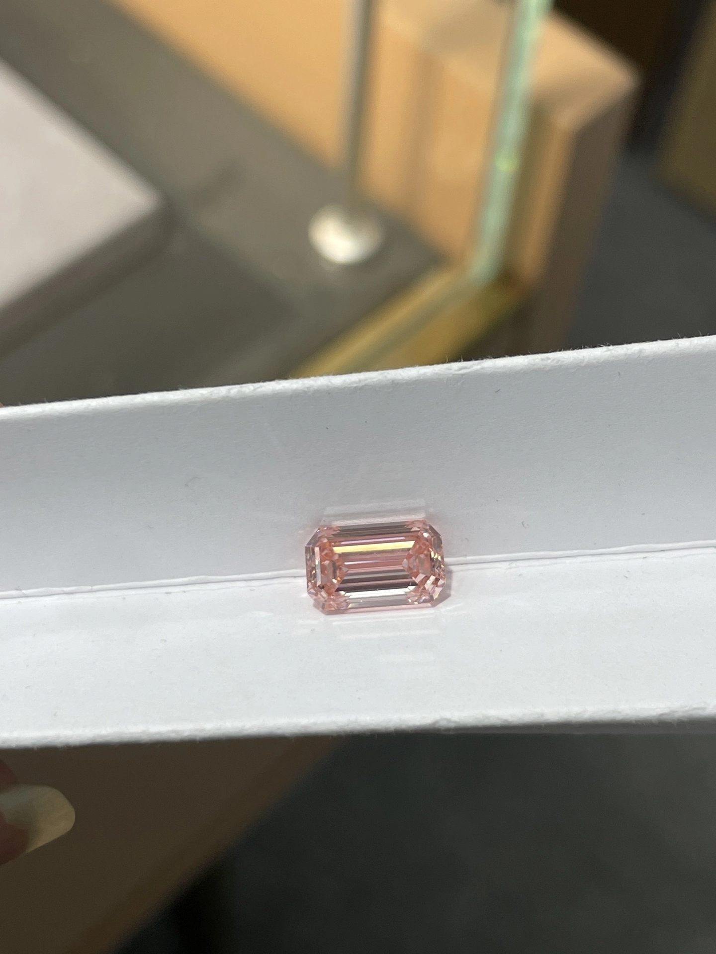 Lab Grown Fancy Intense Pink Emerald Cut VVS2 Clarity Diamond 3.28ct 1