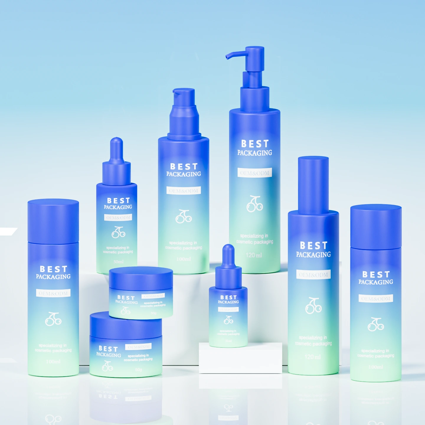 Custom Glass Cosmetic Set: 30ml/50ml Droppers • 100ml Lotion/Toner Bottles • 30g/50g Cream Jars BEST-X30026 1