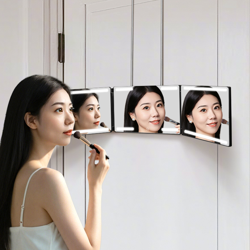 Best product Self-haircutting system mirror, black genuine glass, 360° mirror, 3-way mirror, haircutting tool 3