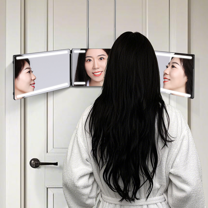 Best product Self-haircutting system mirror, black genuine glass, 360° mirror, 3-way mirror, haircutting tool 4