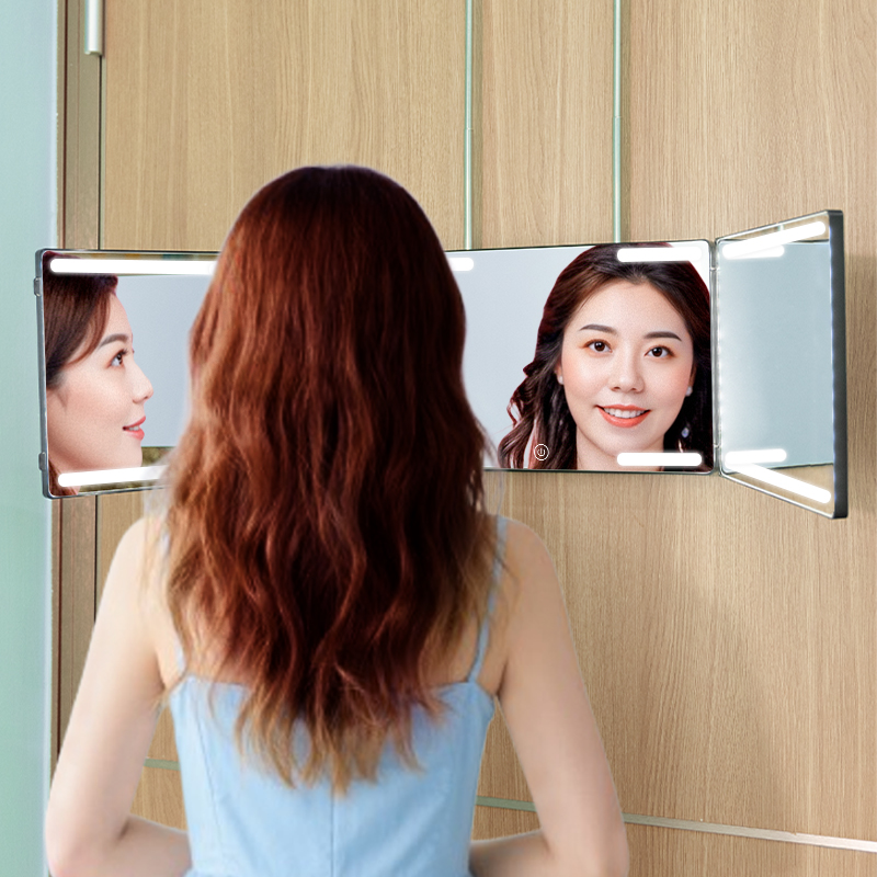 Best product Self-haircutting system mirror, black genuine glass, 360° mirror, 3-way mirror, haircutting tool 5