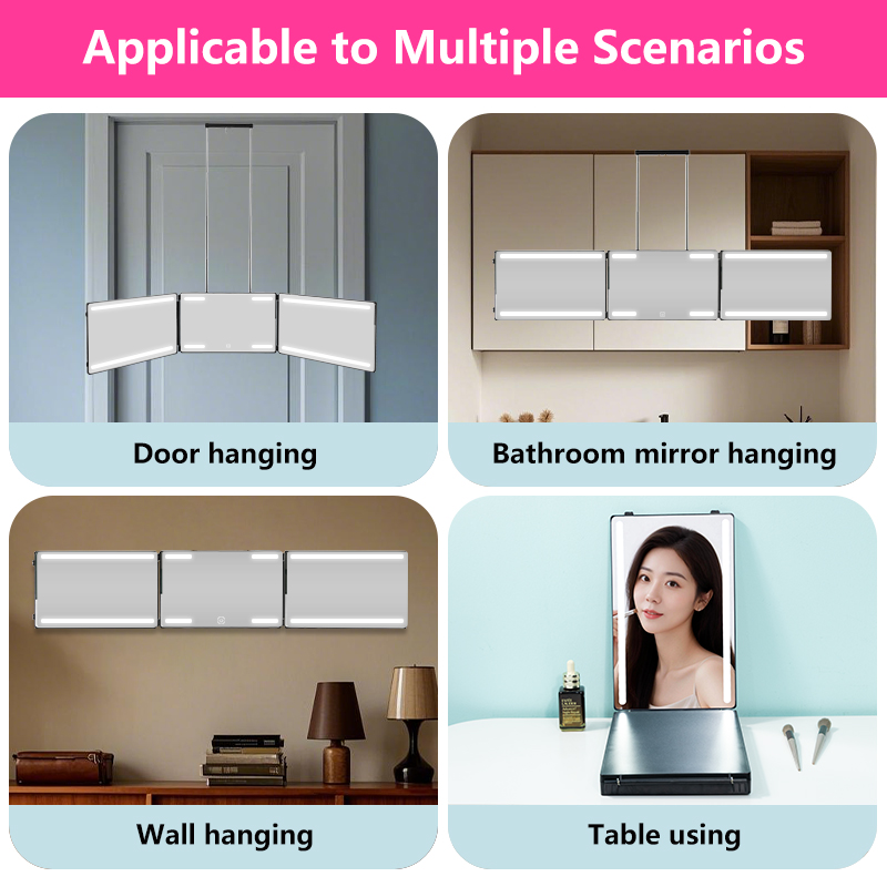 Best product Self-haircutting system mirror, black genuine glass, 360° mirror, 3-way mirror, haircutting tool 6