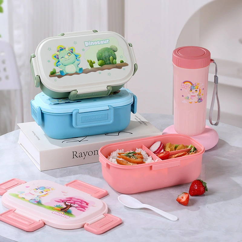 Hongxing Plastic Storage Container Set, Microwave Heatable Children's Cartoon Plastic Multi Compartment Lunch Box 1