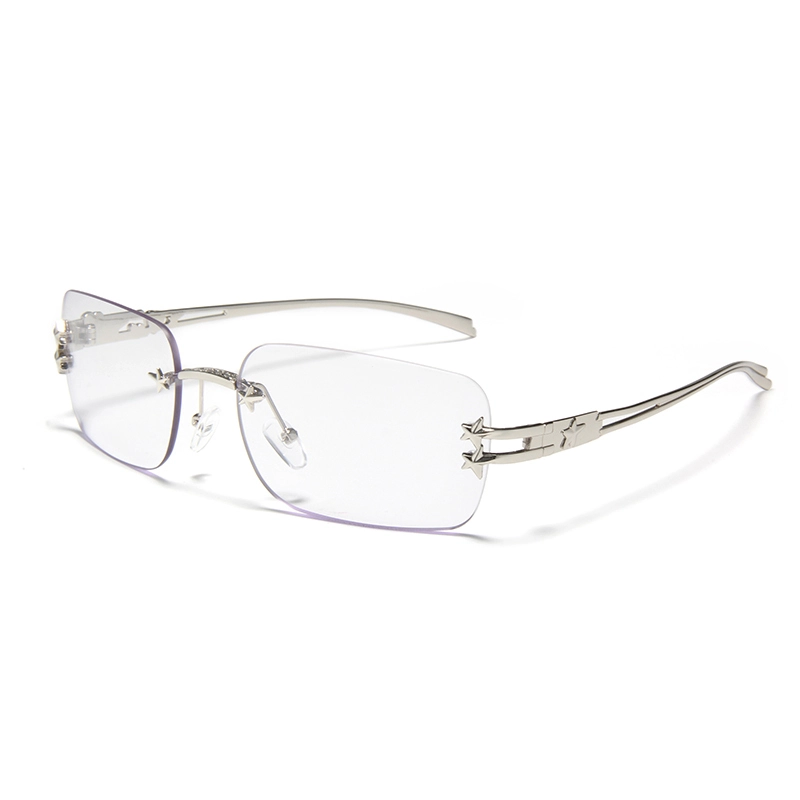 S97099 Nuevas gafas de sol cuadradas sin montura de moda con patillas de metal adornadas con estrellas, gafas de sol Y2K Hot Girl Star 1