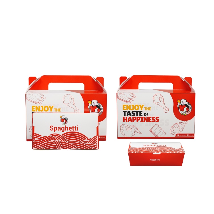 WELM Customized Logo Environmental Fast Food Grade Korean Fried Chicken Handheld Paper Box 4