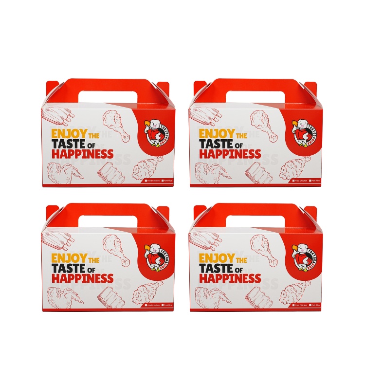 WELM Customized Logo Environmental Fast Food Grade Korean Fried Chicken Handheld Paper Box 3