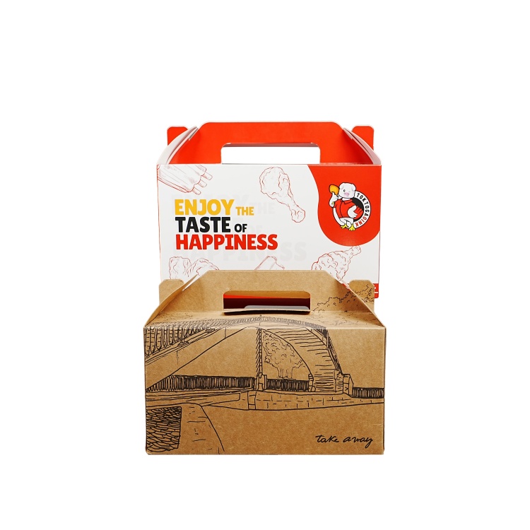 WELM Customized Logo Environmental Fast Food Grade Korean Fried Chicken Handheld Paper Box 2