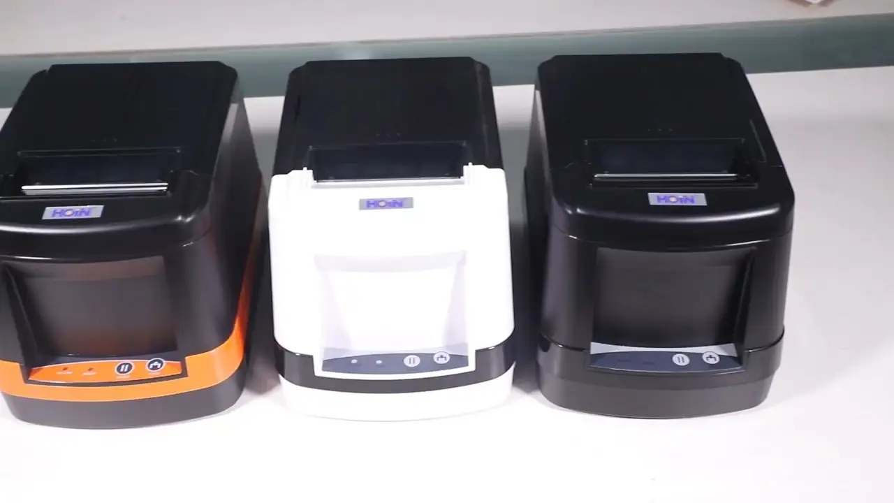 Impresora térmica adhesiva de etiquetas y recibos para supermercados, 2 en 1, sin tinta, de 80 mm, para códigos de barras y recibos. 1