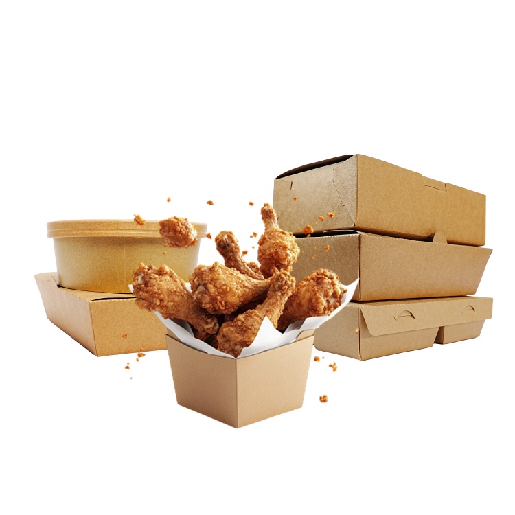 Lonchera de comida rápida WELM, ecológica, personalizada, de papel kraft reciclable, para ensaladas, con caja exterior de papel. 2