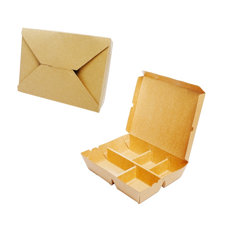Lonchera de comida rápida WELM, ecológica, personalizada, de papel kraft reciclable, para ensaladas, con caja exterior de papel. 4