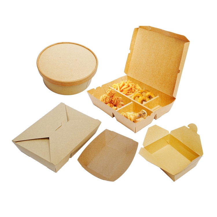 Lonchera de comida rápida WELM, ecológica, personalizada, de papel kraft reciclable, para ensaladas, con caja exterior de papel. 5