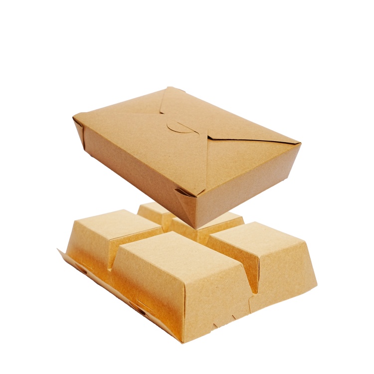 Lonchera de comida rápida WELM, ecológica, personalizada, de papel kraft reciclable, para ensaladas, con caja exterior de papel. 6