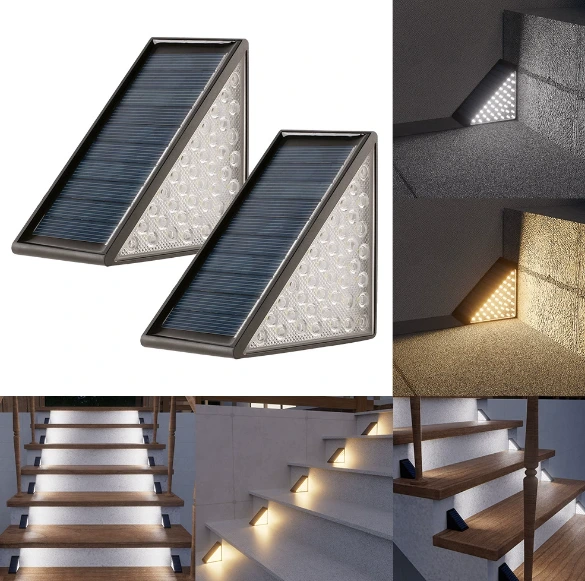 Solar-Powered Stair Path Lights Outdoor Garden Lights Home Use Rainproof Lighting Street Lamps 1