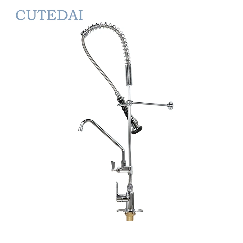 Contemporary Dual Temperature Chrome Kitchen Faucet 360 Degree Rotation Spring Pull Sprayer for Hotel Brass Kitchen Sink 1