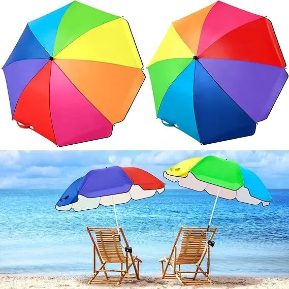 Rainbow Colored Clamp Umbrella with Adjustable Clamp for Outdoor Use 1
