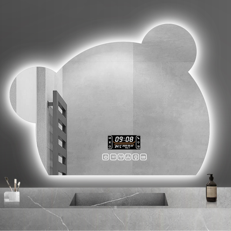 Espejo de maquillaje para baño con pantalla táctil inteligente LED, personalizado para proyecto de hotel y apartamento BWLLNI 1