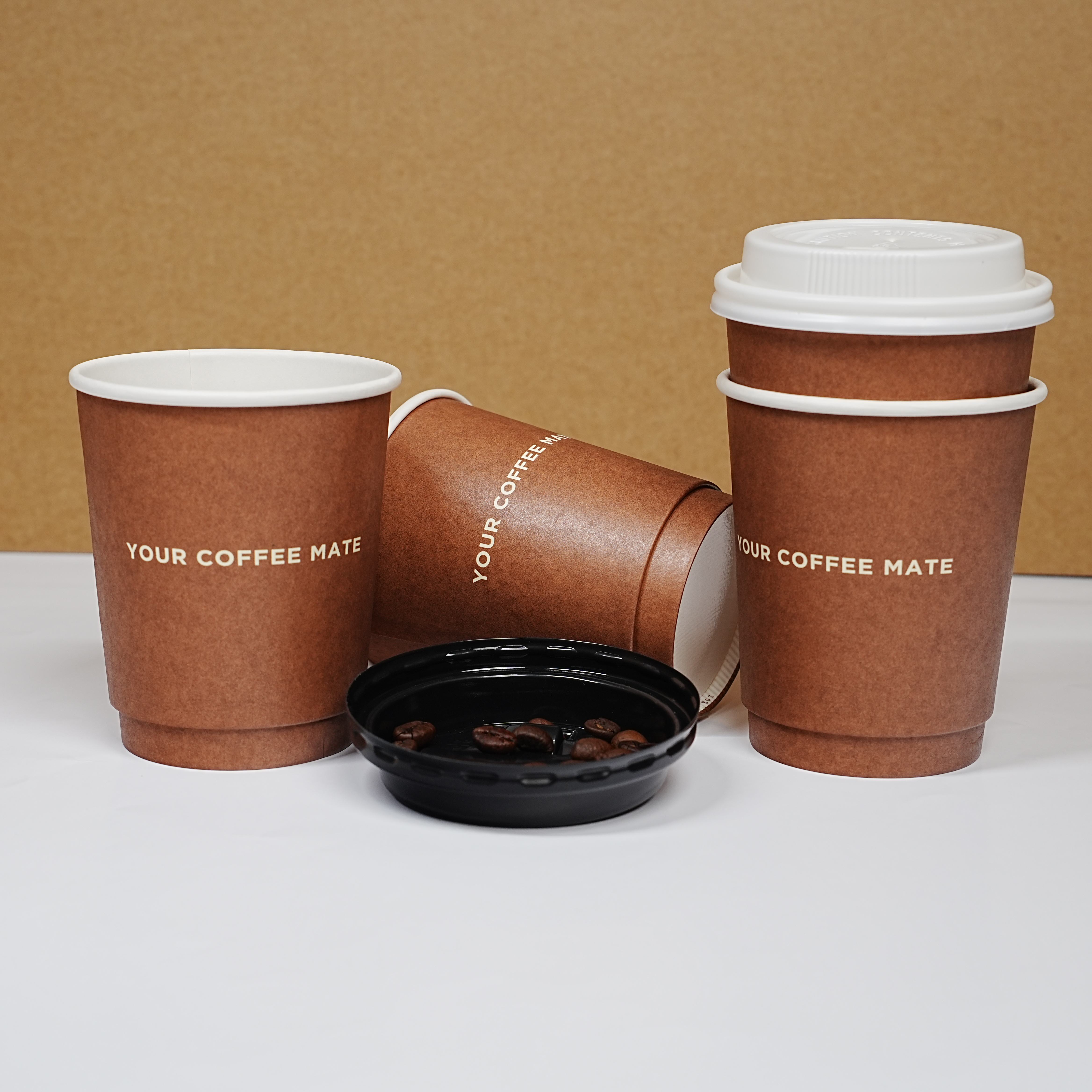 Eco-friendly disposable hot coffee paper cup with lid factory customized logo 7