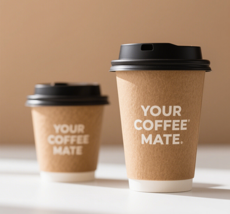Eco-friendly disposable hot coffee paper cup with lid factory customized logo 2