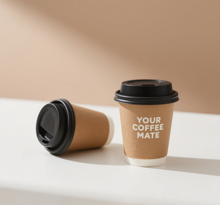 Eco-friendly disposable hot coffee paper cup with lid factory customized logo 4