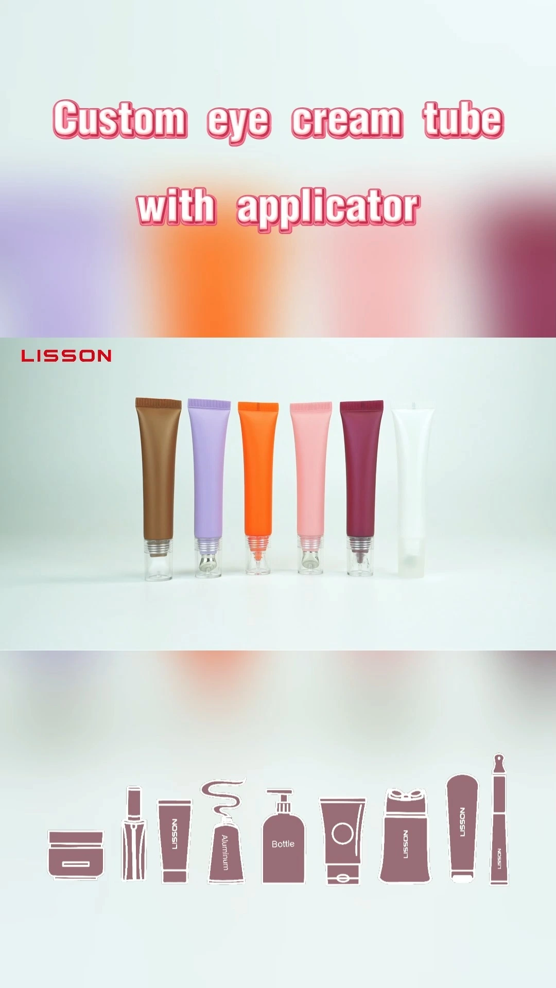 Custom Matte Eye Cream Tube with Clear PETG Screw Cap & Zinc Alloy Massage Applicator 1