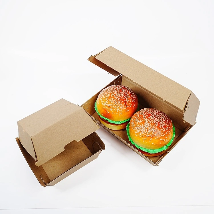 Customized printed logo food grade corrugated cardboard packaging hamburger box 1