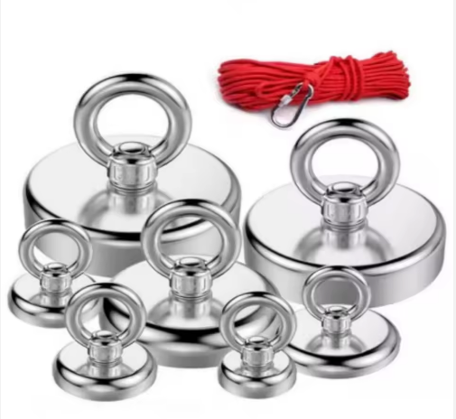 High-strength pot magnets (cup magnets) with steel shell, neodymium/ferrite core. Strong pull force, countersunk hole, RoHS compliant. Ideal for industrial mounting, door stops, magnetic fixtures. Custom sizes available.