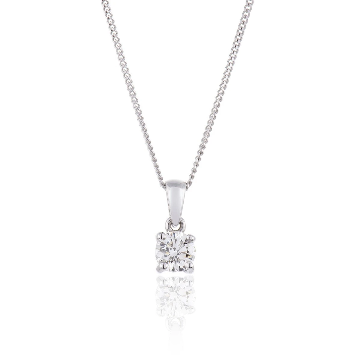 18ct White Gold Lab Grown Round Brilliant Cut VS1 Clarity Diamond Pendant 1