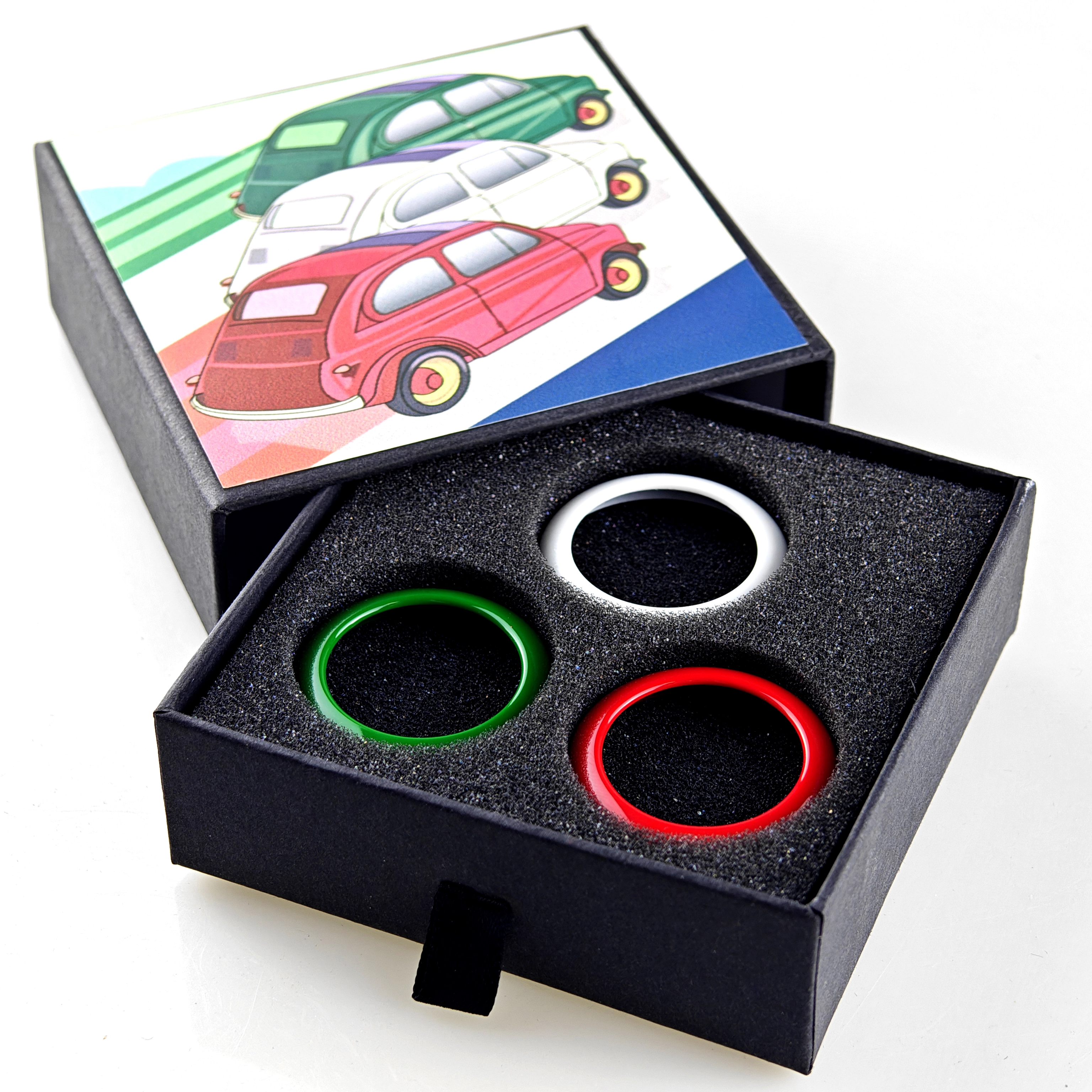 Brand New ABS Material Racing Style Italian  Color Interior Button Rings Cover Decorate For Fiat 500 Abarth 595 695 (3PCS/Set) 1