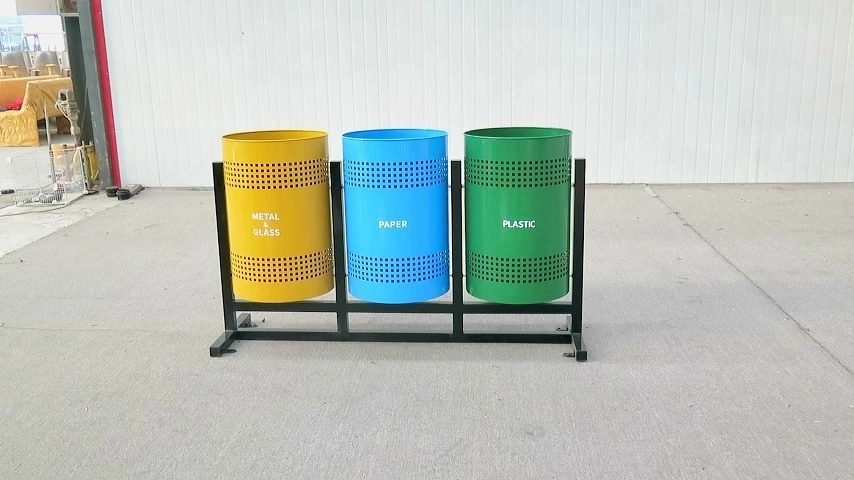 Outdoor Public Commercial Rubbish Waste Bin Large Metal outdoor trash can 1