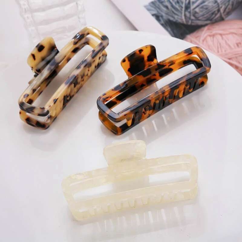 Acetate hair claw, leopard print hair claw, shark clip for women's hairstyles 1