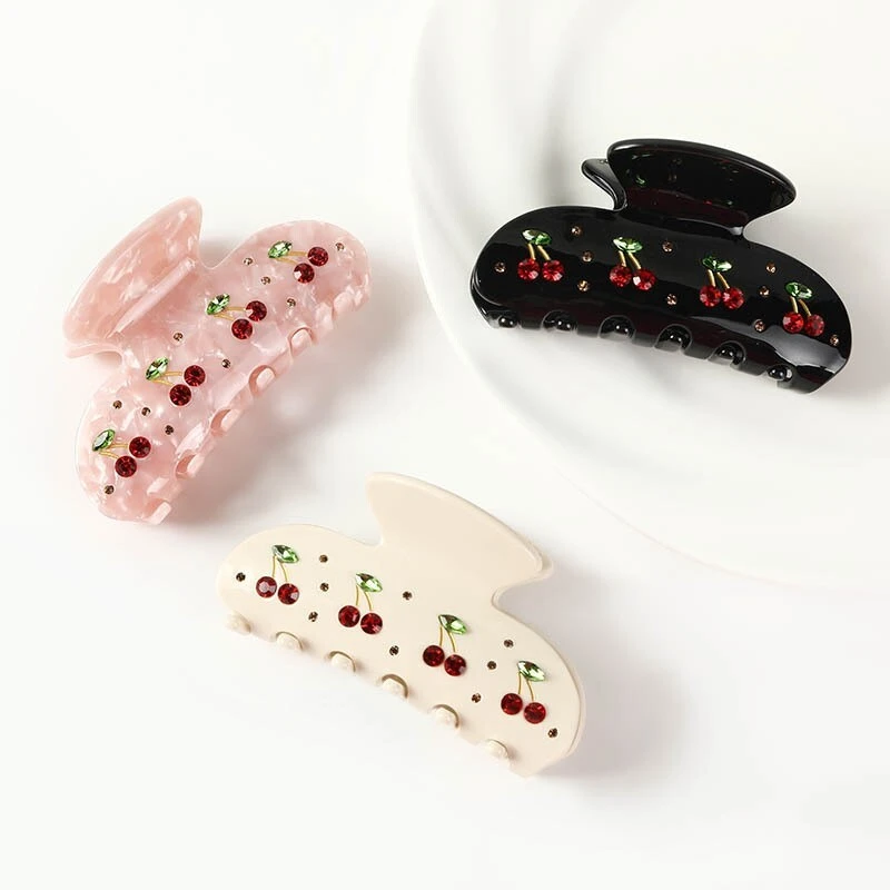 Acetate Cherry Hair Claw, Elegant Hair Clip, Updo Hair Accessory for Women 1