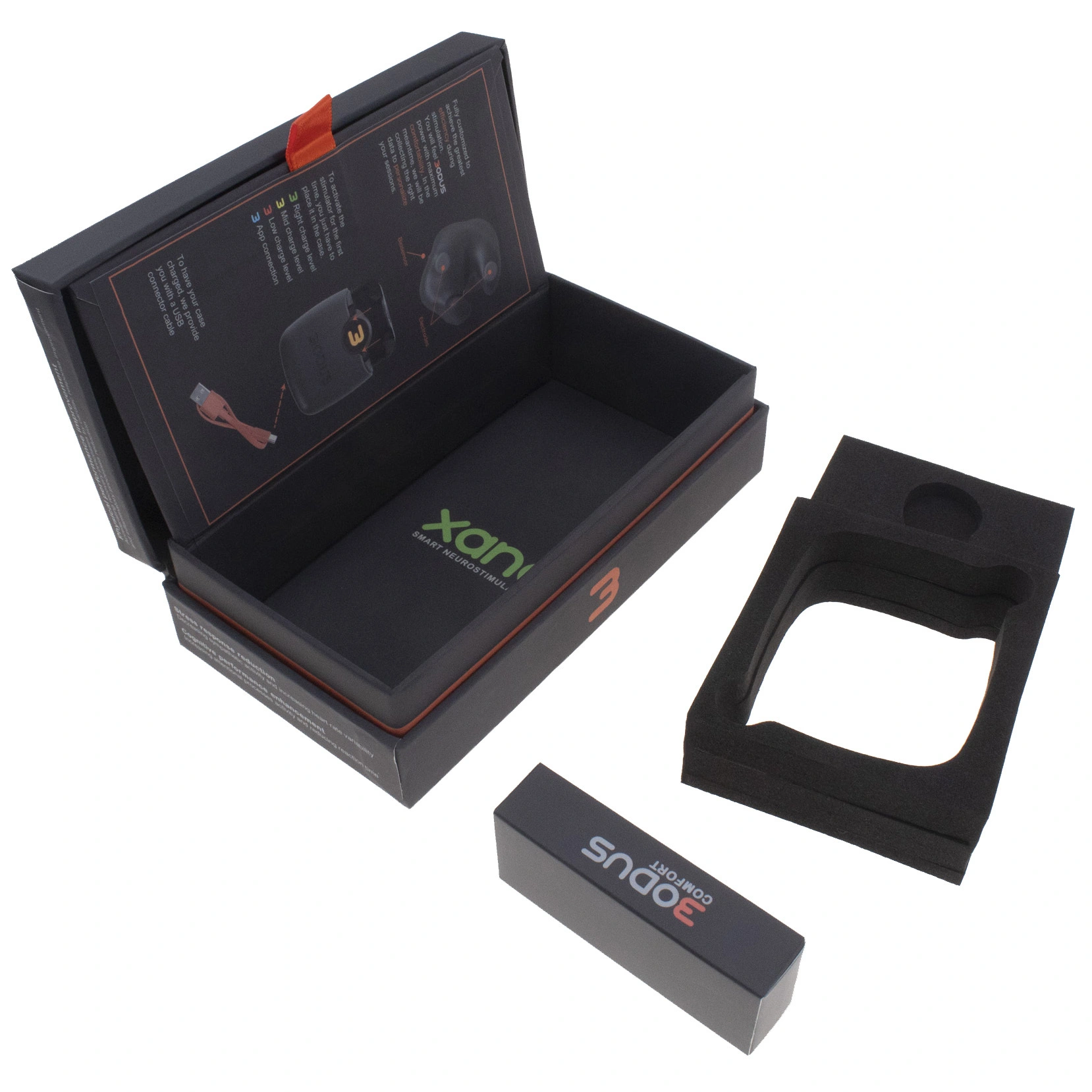 Kopfhörer-Verpackungskarton – Spot-UV-Lackierung, EVA-Einlage im Buchstil – Packshion-Verpackung 1