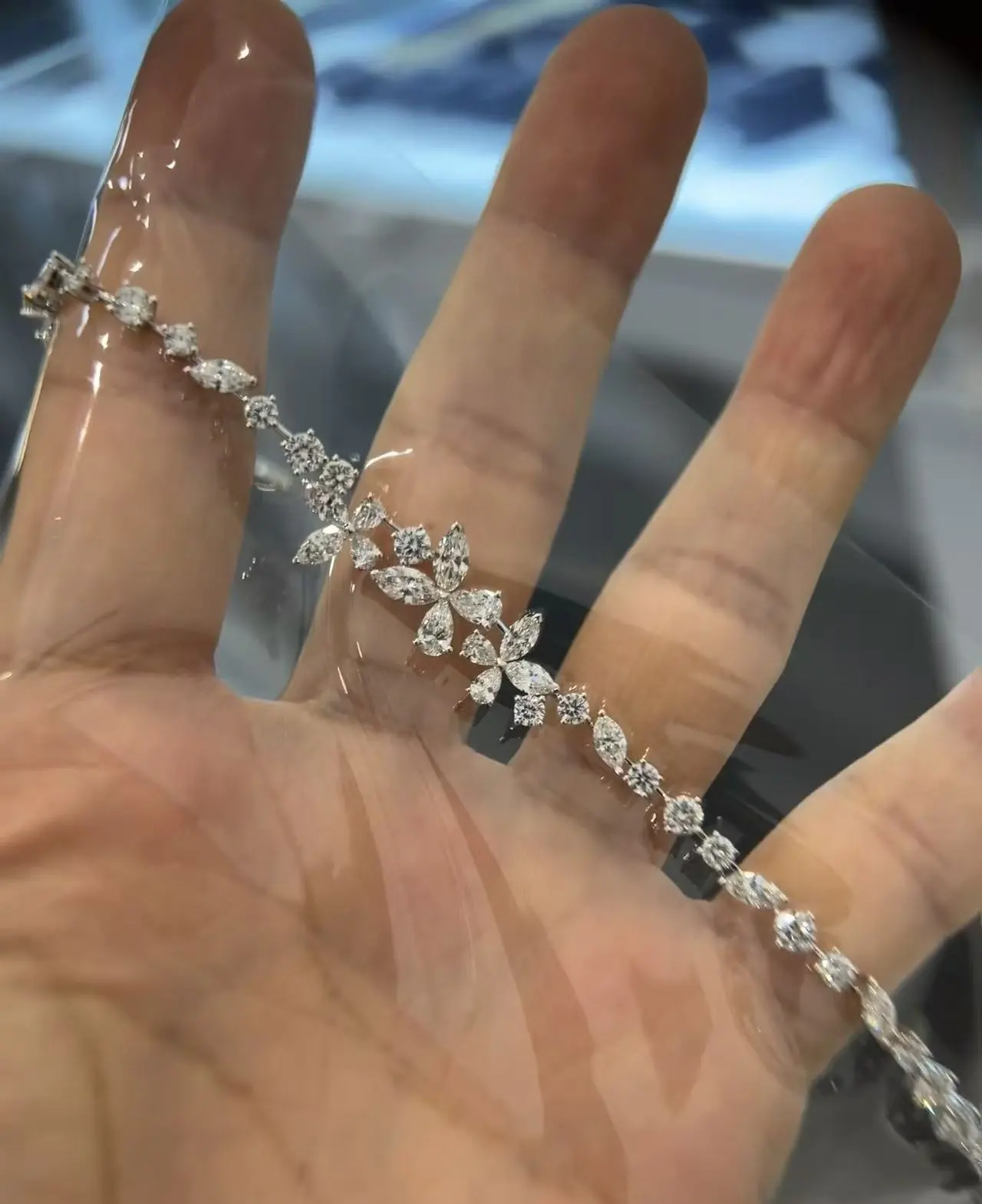 18K  Lab Diamond Bracelet Customized irregular-shaped diamond combination tennis bracelet 1