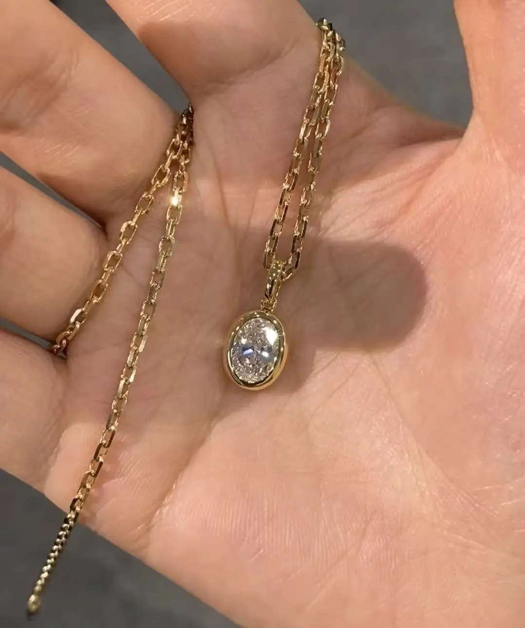 18k lab diamonds necklace 1ct Oval necklace Customized diamond necklace with IGI certification 1