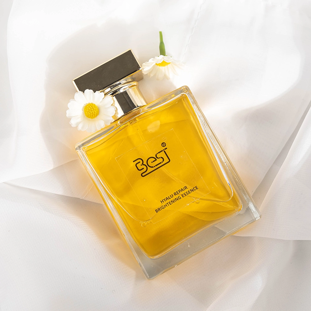 Flacone per profumo in vetro quadrato trasparente da 100 ml con tappo quadrato dorato | Contenitore per profumo moderno BEST-23348 1