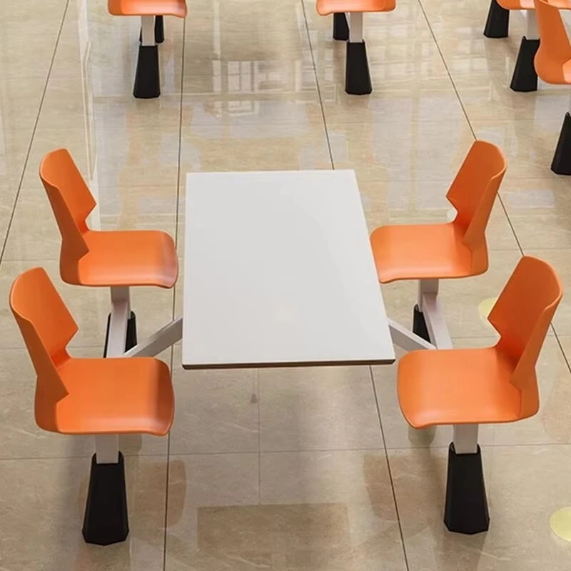 Modern Fashion Restaurant Table with 4 Chairs Orange Plastic Chair with Dining Table Use in Office Canteen College Restaurant 1