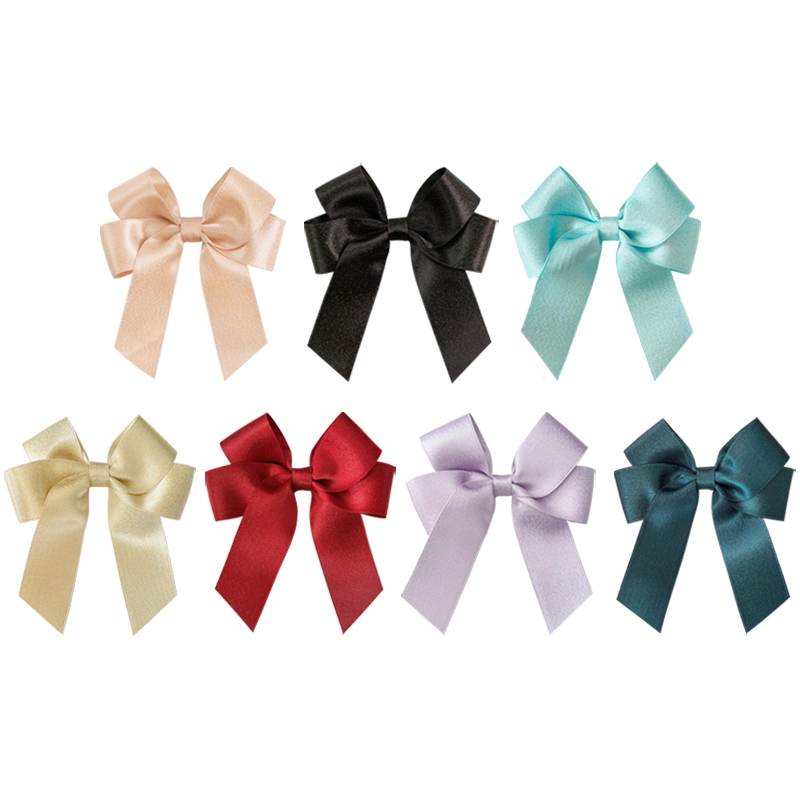 Customizable double-loop satin ribbon bows for gift packaging 1