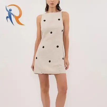 BEVERLY NATURAL SPOT LINEN MINI DRESS 1