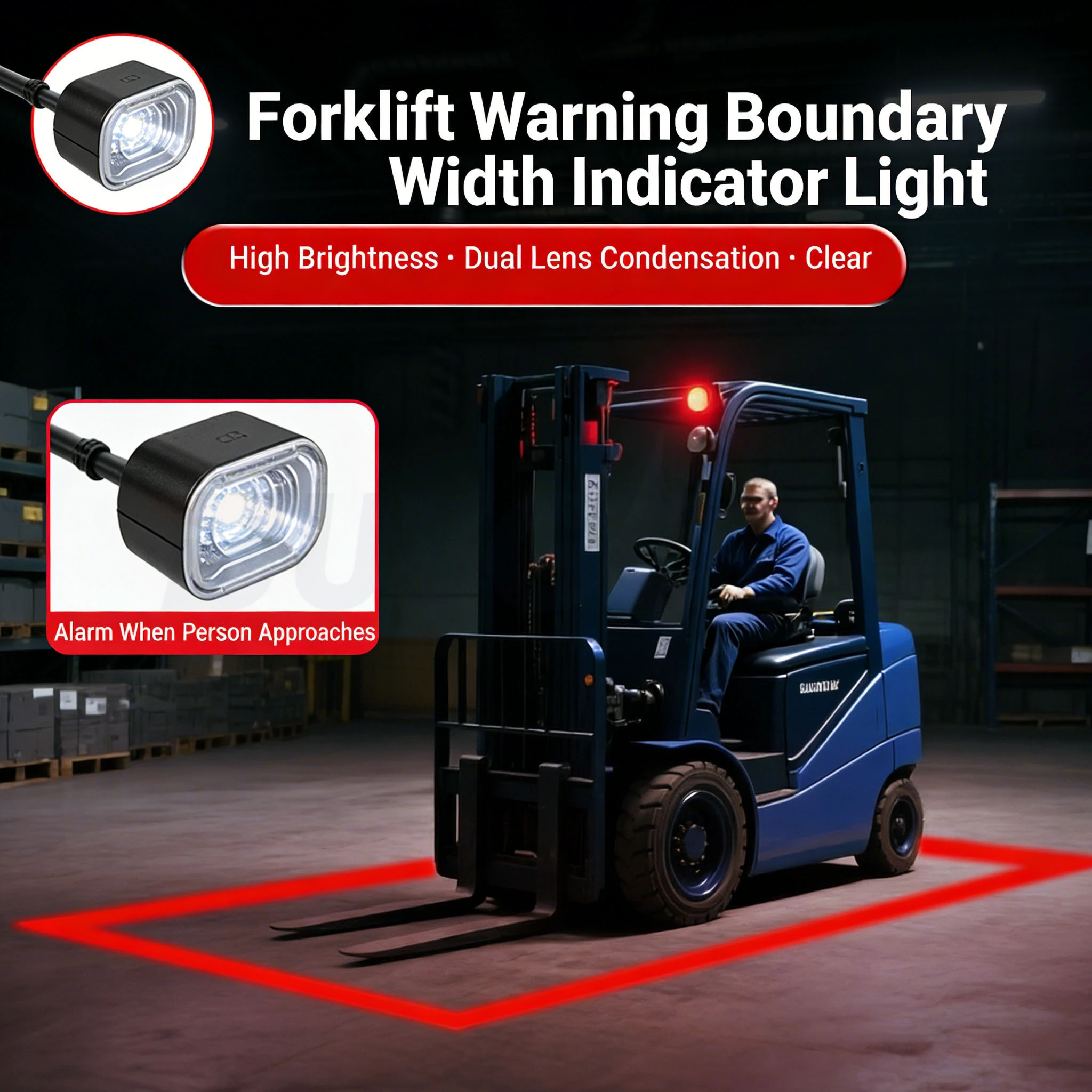 Luz de advertencia de límite de montacargas en línea recta 1