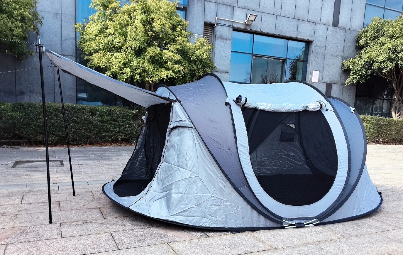 Grey and white large boat tent one click construction 1