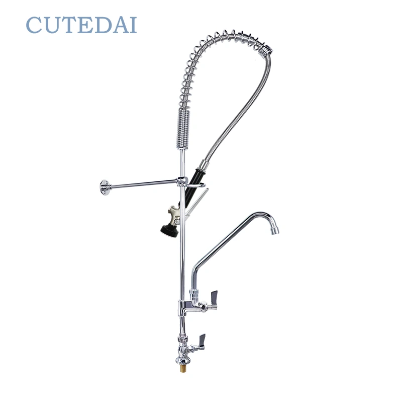Contemporary Single-Hole Brass Kitchen Faucet Single-Handle Pre-Rinse Design Chrome Finish Pull-Down Spray 3-Year Warranty for 1